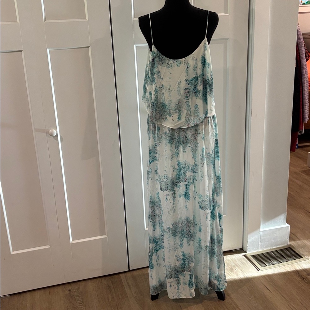 Maxi Dress blue/white with spaghetti straps 
Lined to knee
EUC - Picture 2 of 7